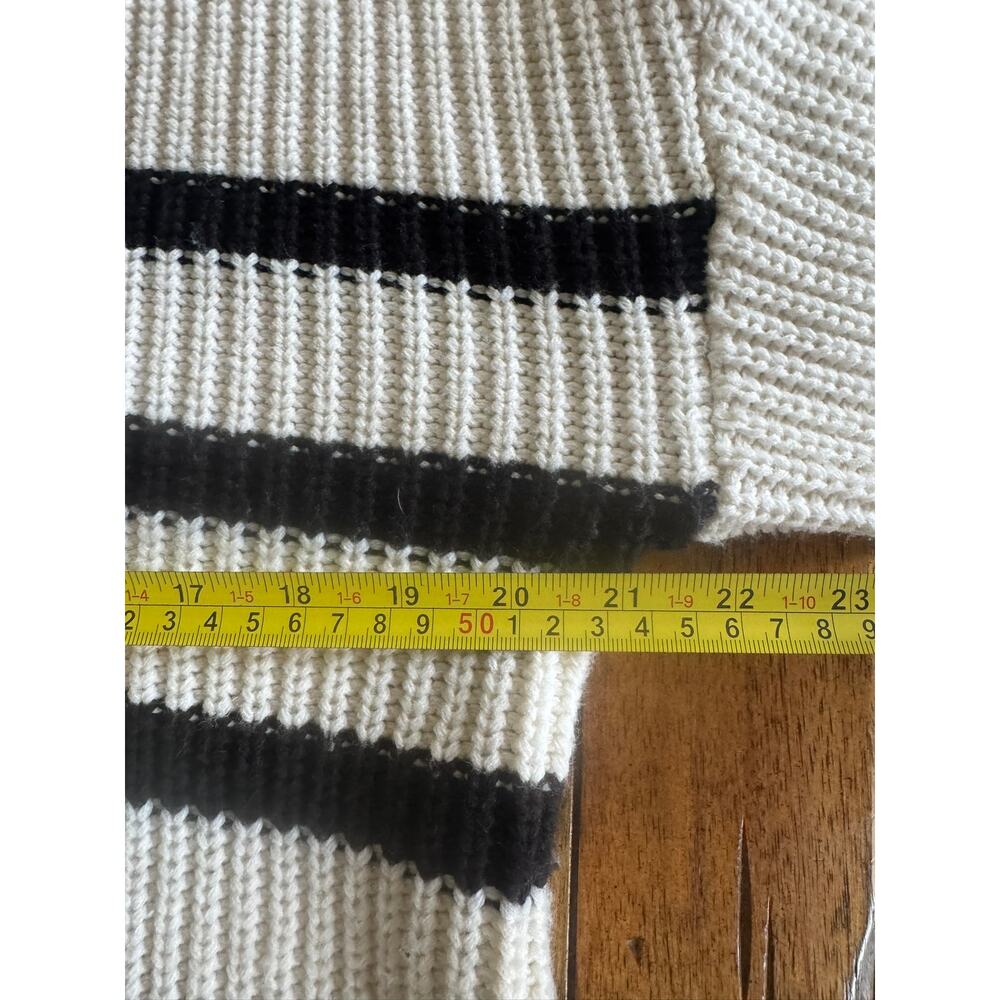 Sanctuary Chunky Knit Half Zip Sweater Cream Black Striped Size L - Picture 8 of 11